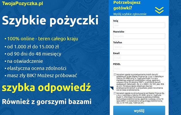 twojapozyczka.pl opinie klientów